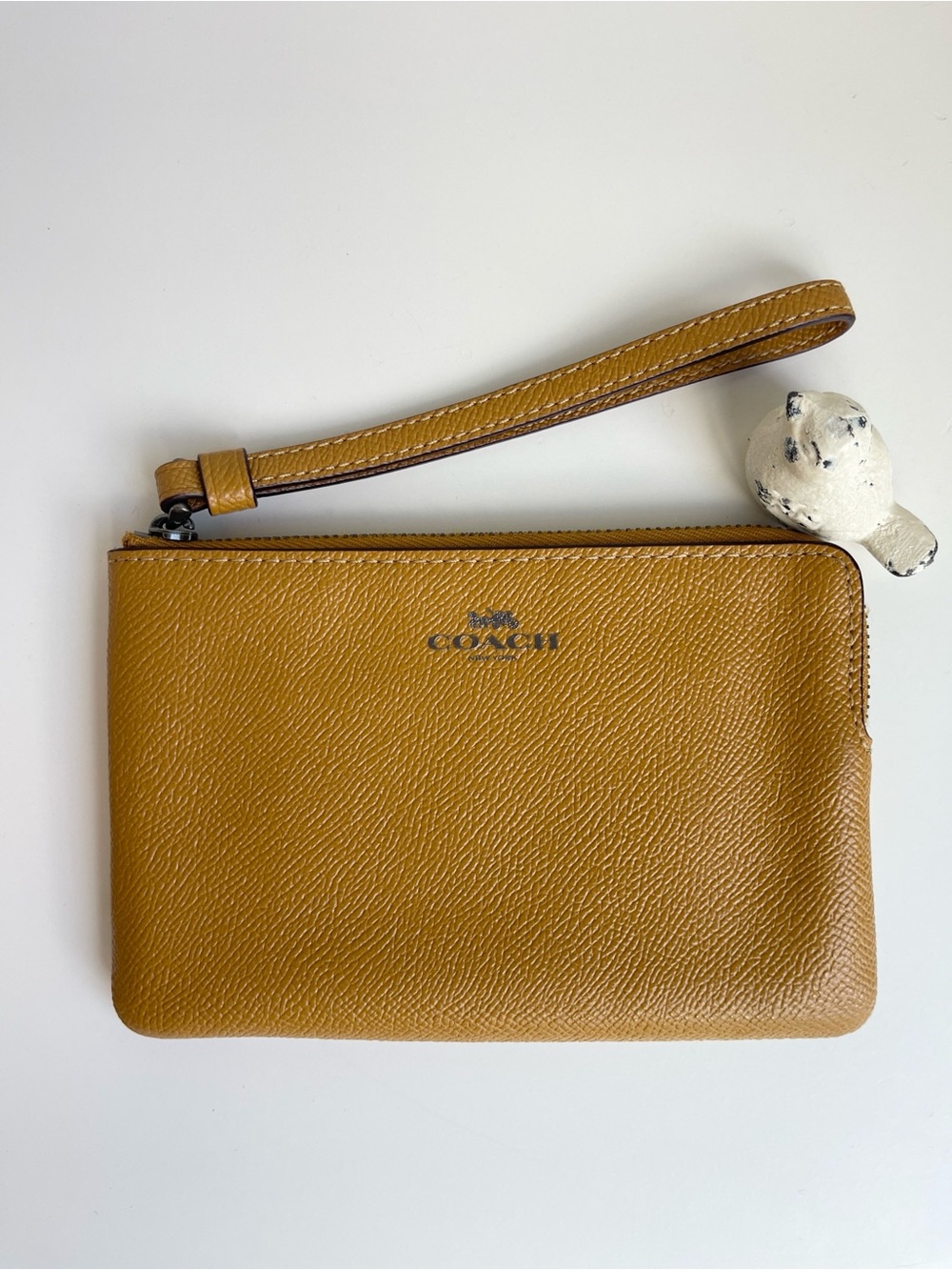 Coach Mustard Yellow Leather Wristlet wallet